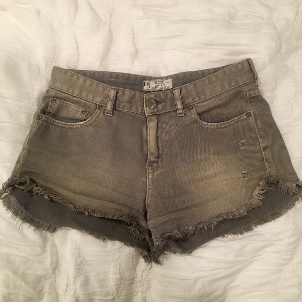 free people green jean shorts